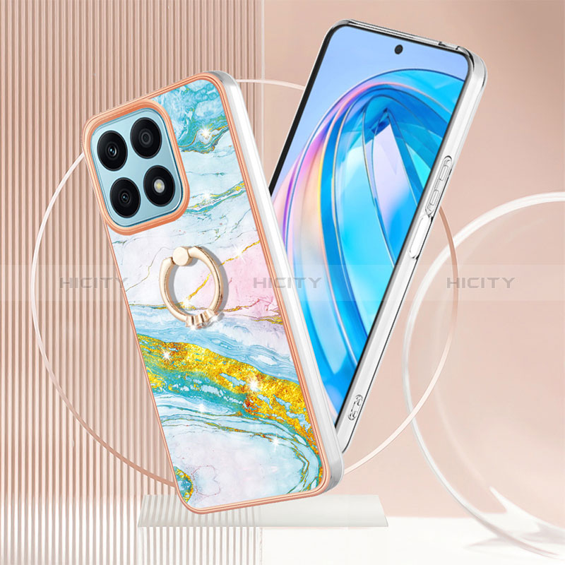 Coque Silicone Motif Fantaisie Souple Couleur Unie Etui Housse avec Support Bague Anneau Y05B pour Huawei Honor X8a 4G Plus