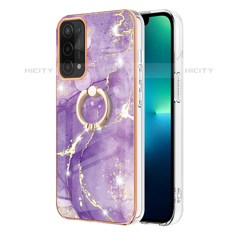 Coque Silicone Motif Fantaisie Souple Couleur Unie Etui Housse avec Support Bague Anneau Y05B pour OnePlus Nord N200 5G Violet Plus