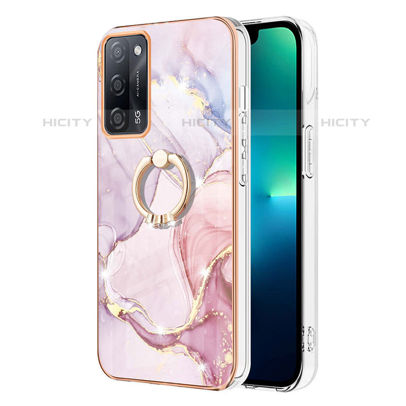 Coque Silicone Motif Fantaisie Souple Couleur Unie Etui Housse avec Support Bague Anneau Y05B pour Oppo A53s 5G Rose Plus