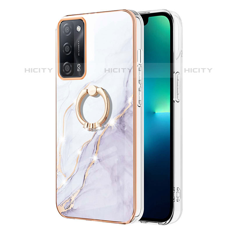 Coque Silicone Motif Fantaisie Souple Couleur Unie Etui Housse avec Support Bague Anneau Y05B pour Oppo A55 5G Plus