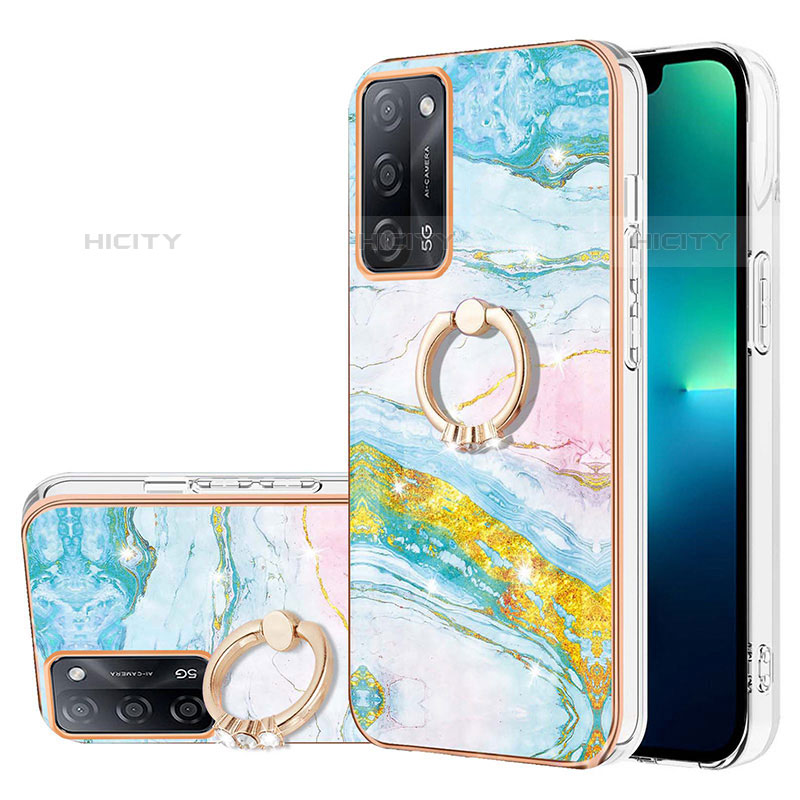 Coque Silicone Motif Fantaisie Souple Couleur Unie Etui Housse avec Support Bague Anneau Y05B pour Oppo A55 5G Plus