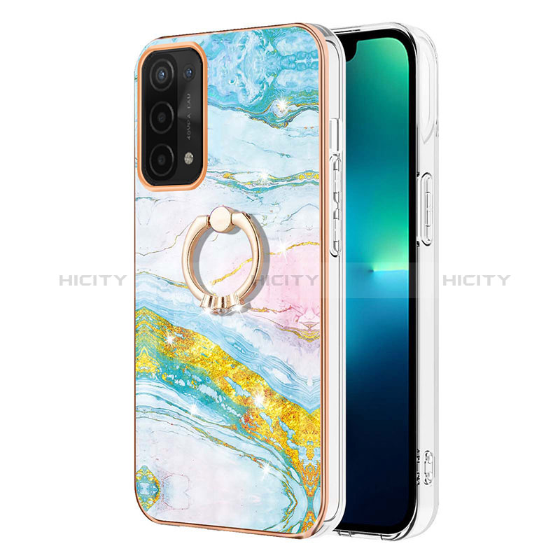 Coque Silicone Motif Fantaisie Souple Couleur Unie Etui Housse avec Support Bague Anneau Y05B pour Oppo A74 5G Colorful Plus