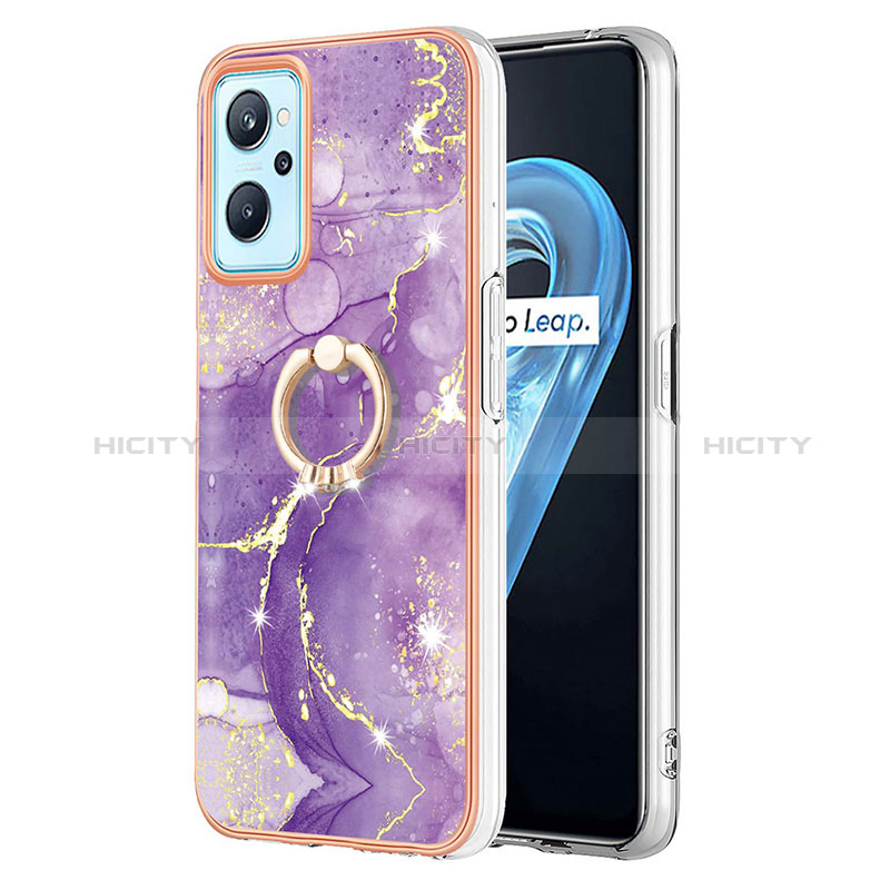 Coque Silicone Motif Fantaisie Souple Couleur Unie Etui Housse avec Support Bague Anneau Y05B pour Oppo A96 4G Plus