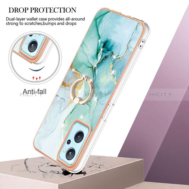 Coque Silicone Motif Fantaisie Souple Couleur Unie Etui Housse avec Support Bague Anneau Y05B pour Oppo A96 4G Plus