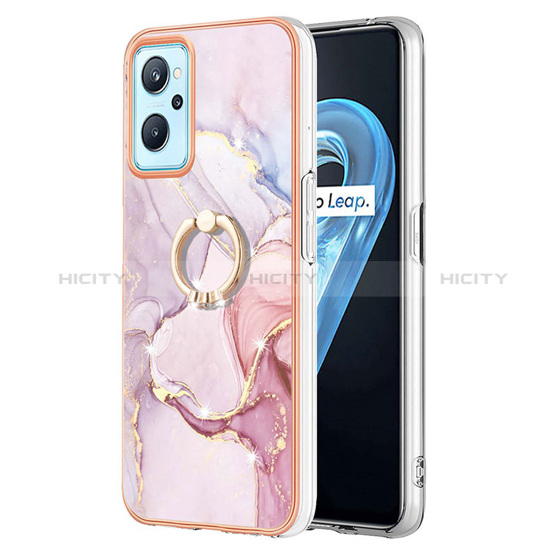 Coque Silicone Motif Fantaisie Souple Couleur Unie Etui Housse avec Support Bague Anneau Y05B pour Oppo A96 4G Rose Plus