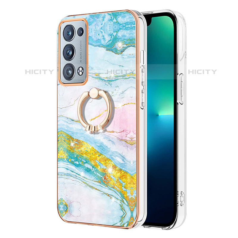 Coque Silicone Motif Fantaisie Souple Couleur Unie Etui Housse avec Support Bague Anneau Y05B pour Oppo Reno6 Pro 5G Colorful Plus