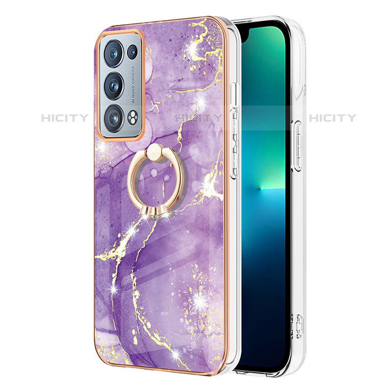 Coque Silicone Motif Fantaisie Souple Couleur Unie Etui Housse avec Support Bague Anneau Y05B pour Oppo Reno6 Pro 5G Plus