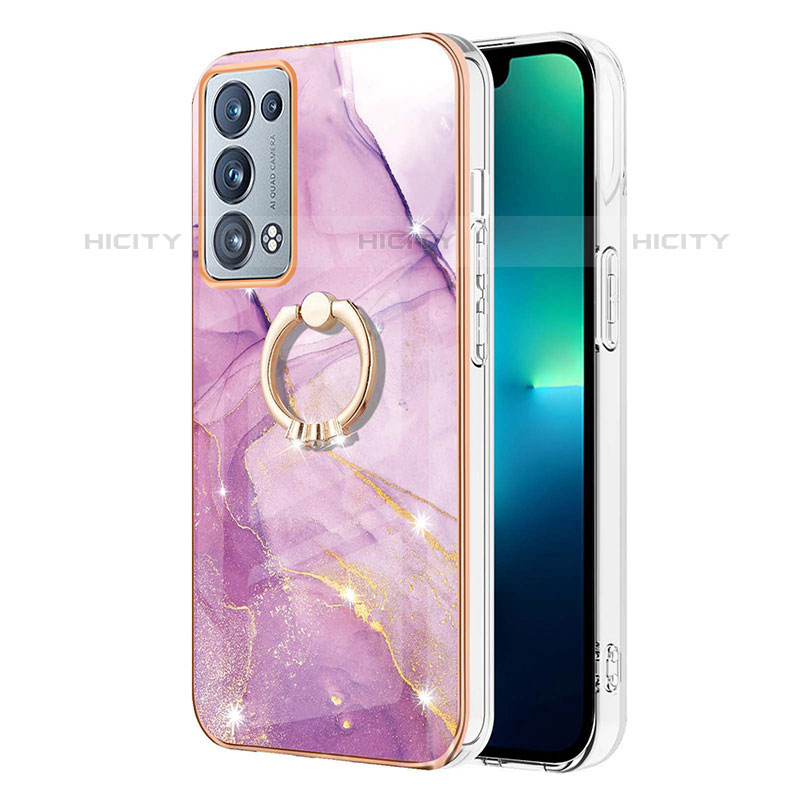 Coque Silicone Motif Fantaisie Souple Couleur Unie Etui Housse avec Support Bague Anneau Y05B pour Oppo Reno6 Pro 5G Plus