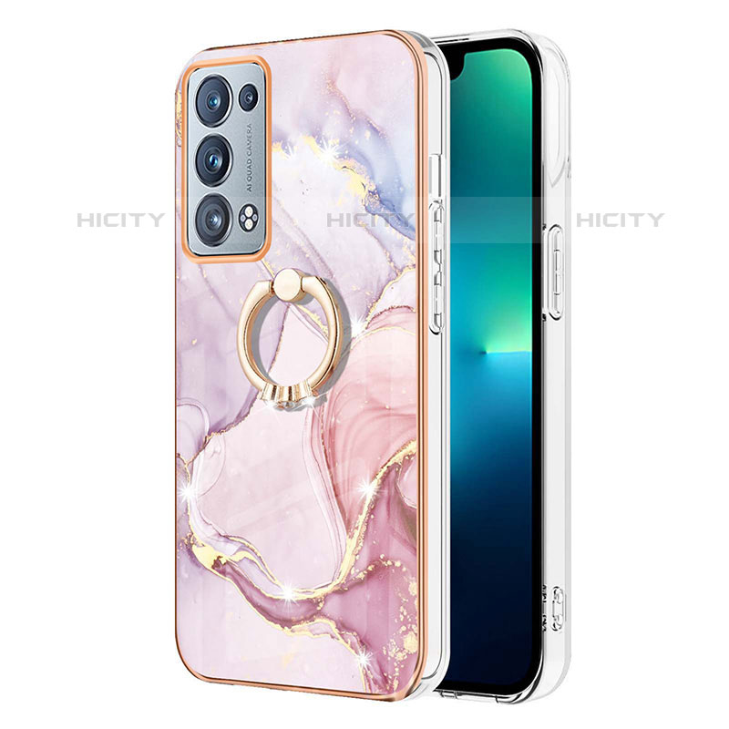 Coque Silicone Motif Fantaisie Souple Couleur Unie Etui Housse avec Support Bague Anneau Y05B pour Oppo Reno6 Pro 5G Plus