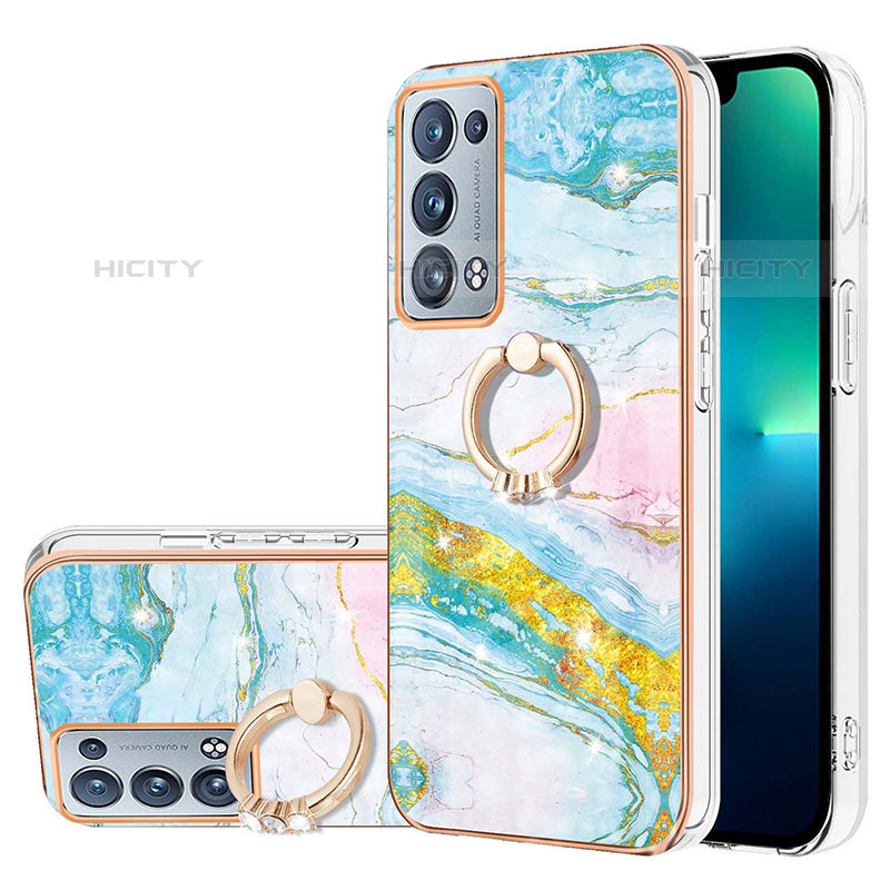 Coque Silicone Motif Fantaisie Souple Couleur Unie Etui Housse avec Support Bague Anneau Y05B pour Oppo Reno6 Pro 5G Plus