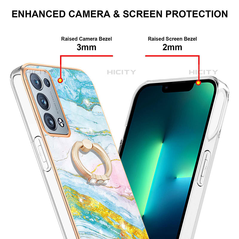 Coque Silicone Motif Fantaisie Souple Couleur Unie Etui Housse avec Support Bague Anneau Y05B pour Oppo Reno6 Pro 5G Plus