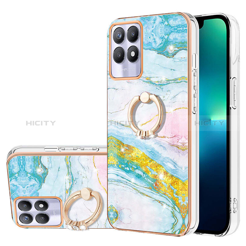 Coque Silicone Motif Fantaisie Souple Couleur Unie Etui Housse avec Support Bague Anneau Y05B pour Realme 8i Plus