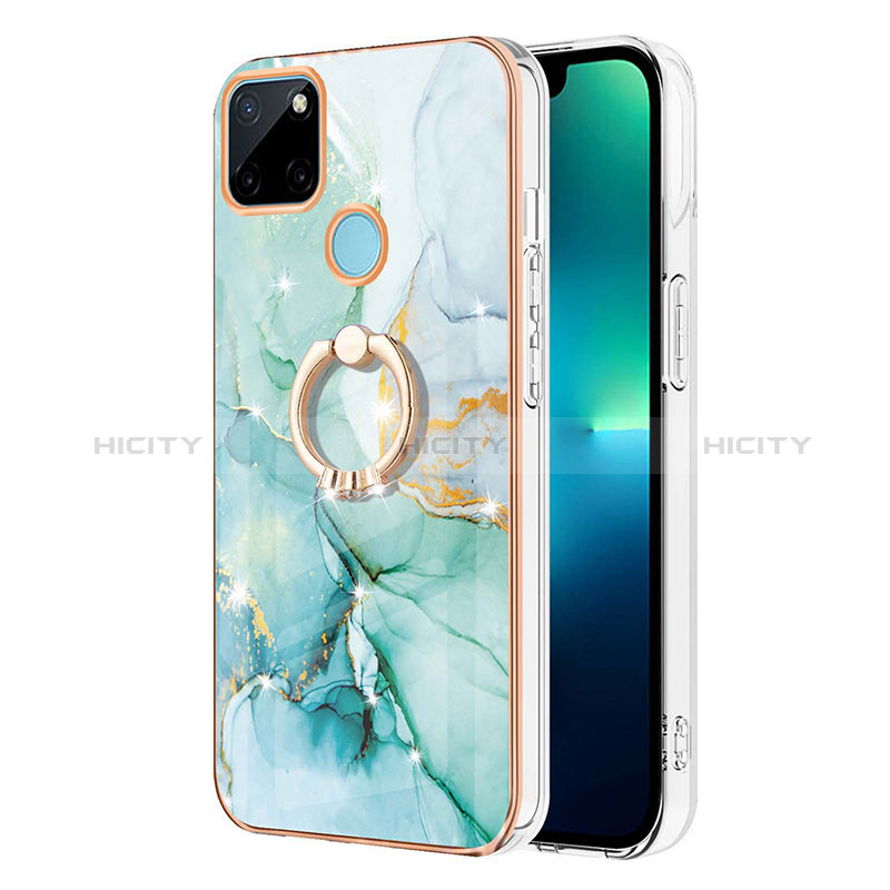 Coque Silicone Motif Fantaisie Souple Couleur Unie Etui Housse avec Support Bague Anneau Y05B pour Realme C21Y Plus