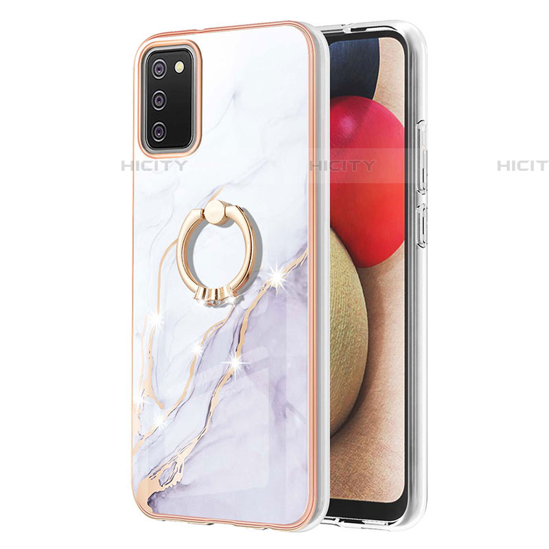 Coque Silicone Motif Fantaisie Souple Couleur Unie Etui Housse avec Support Bague Anneau Y05B pour Samsung Galaxy A03s Plus