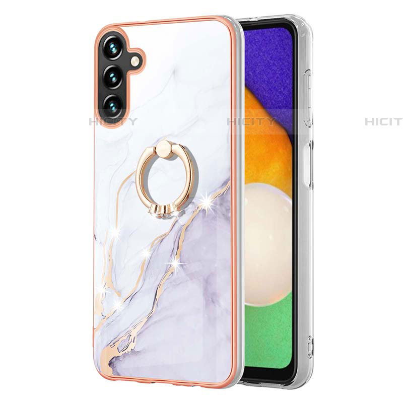 Coque Silicone Motif Fantaisie Souple Couleur Unie Etui Housse avec Support Bague Anneau Y05B pour Samsung Galaxy A04s Plus