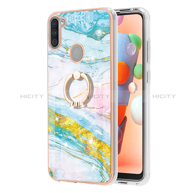 Coque Silicone Motif Fantaisie Souple Couleur Unie Etui Housse avec Support Bague Anneau Y05B pour Samsung Galaxy A11 Plus