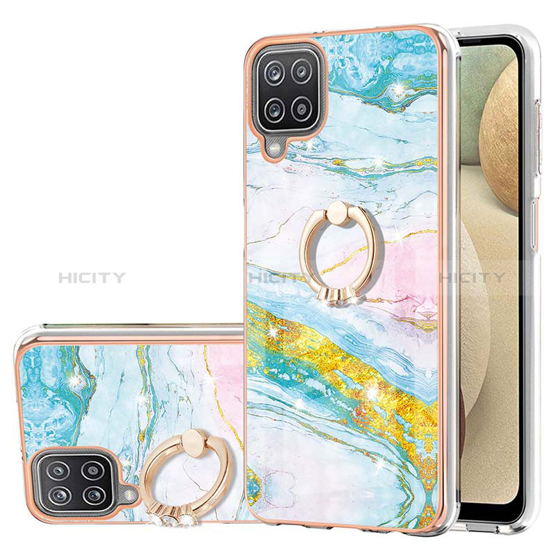 Coque Silicone Motif Fantaisie Souple Couleur Unie Etui Housse avec Support Bague Anneau Y05B pour Samsung Galaxy A12 5G Colorful Plus