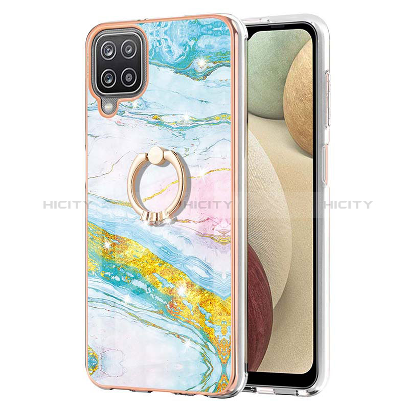 Coque Silicone Motif Fantaisie Souple Couleur Unie Etui Housse avec Support Bague Anneau Y05B pour Samsung Galaxy A12 5G Plus