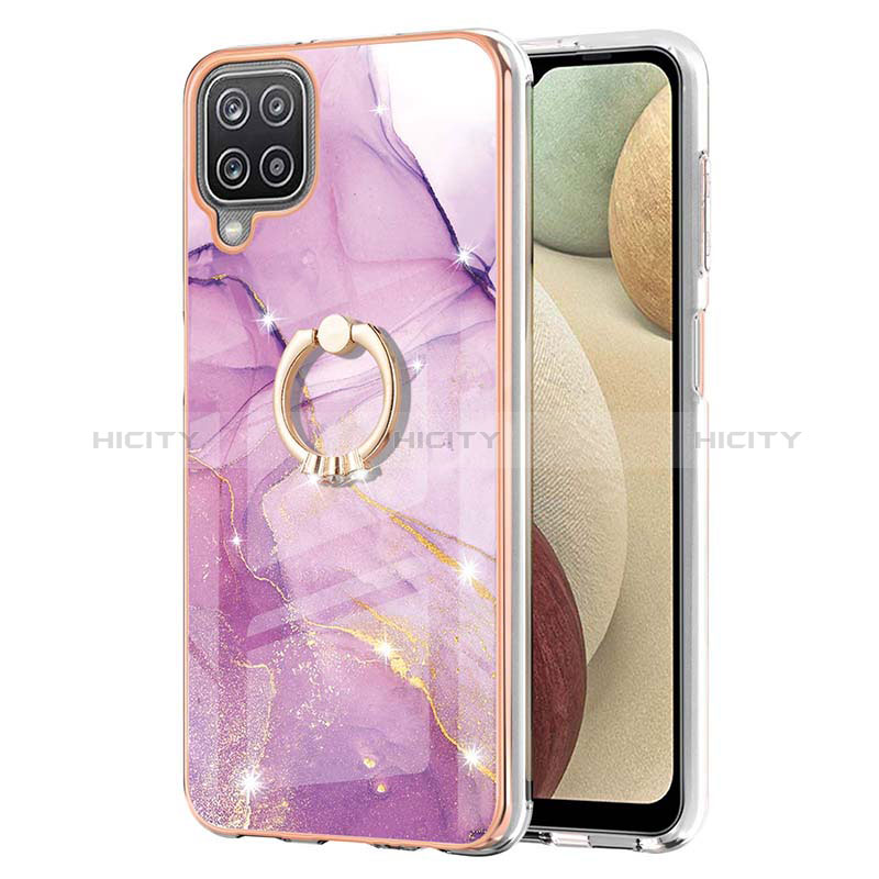 Coque Silicone Motif Fantaisie Souple Couleur Unie Etui Housse avec Support Bague Anneau Y05B pour Samsung Galaxy A12 Nacho Plus