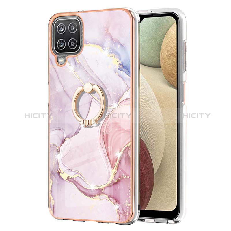 Coque Silicone Motif Fantaisie Souple Couleur Unie Etui Housse avec Support Bague Anneau Y05B pour Samsung Galaxy A12 Nacho Plus