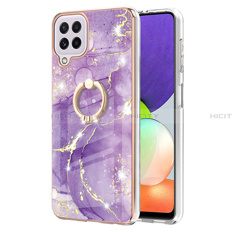 Coque Silicone Motif Fantaisie Souple Couleur Unie Etui Housse avec Support Bague Anneau Y05B pour Samsung Galaxy A22 4G Plus