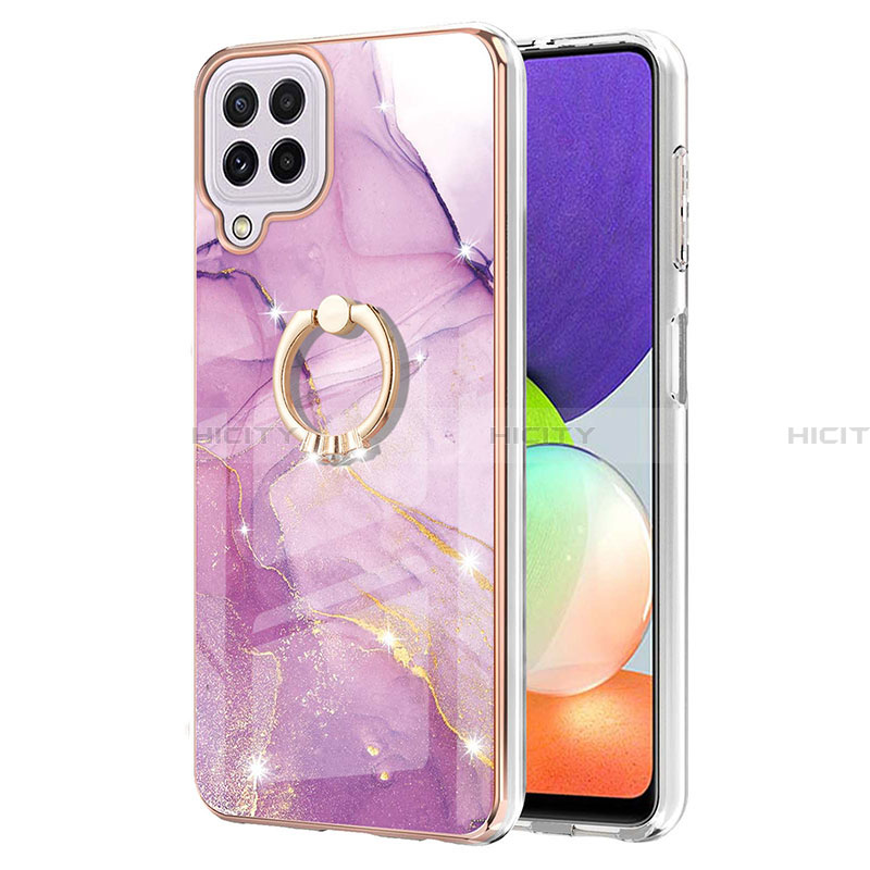 Coque Silicone Motif Fantaisie Souple Couleur Unie Etui Housse avec Support Bague Anneau Y05B pour Samsung Galaxy A22 4G Plus