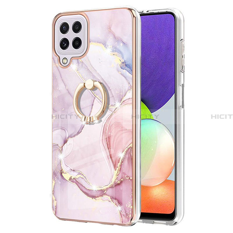 Coque Silicone Motif Fantaisie Souple Couleur Unie Etui Housse avec Support Bague Anneau Y05B pour Samsung Galaxy A22 4G Plus