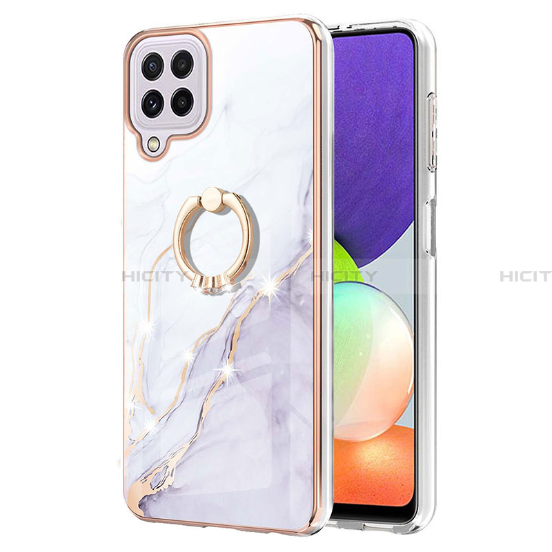 Coque Silicone Motif Fantaisie Souple Couleur Unie Etui Housse avec Support Bague Anneau Y05B pour Samsung Galaxy A22 4G Plus