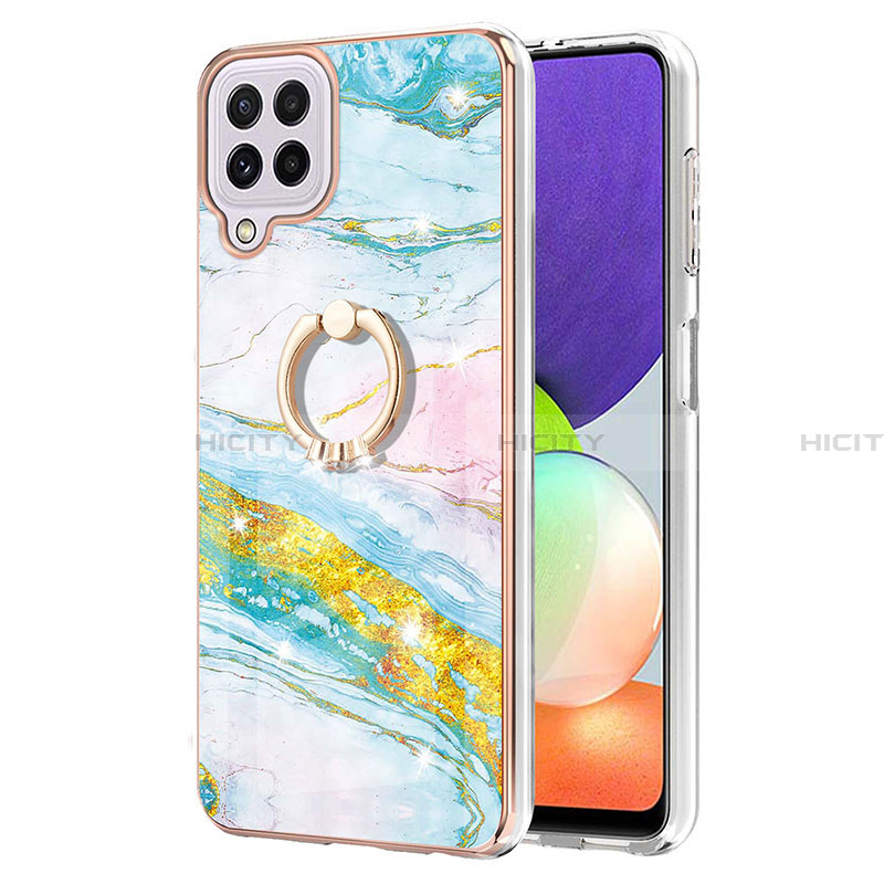 Coque Silicone Motif Fantaisie Souple Couleur Unie Etui Housse avec Support Bague Anneau Y05B pour Samsung Galaxy A22 4G Plus