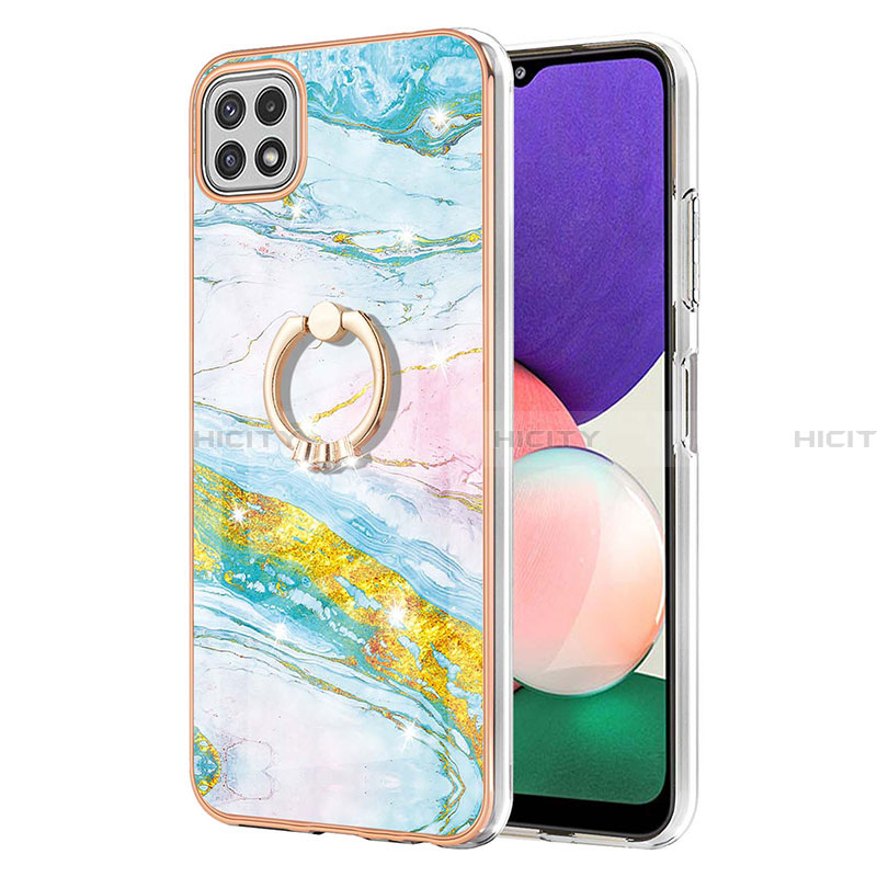 Coque Silicone Motif Fantaisie Souple Couleur Unie Etui Housse avec Support Bague Anneau Y05B pour Samsung Galaxy A22 5G Plus