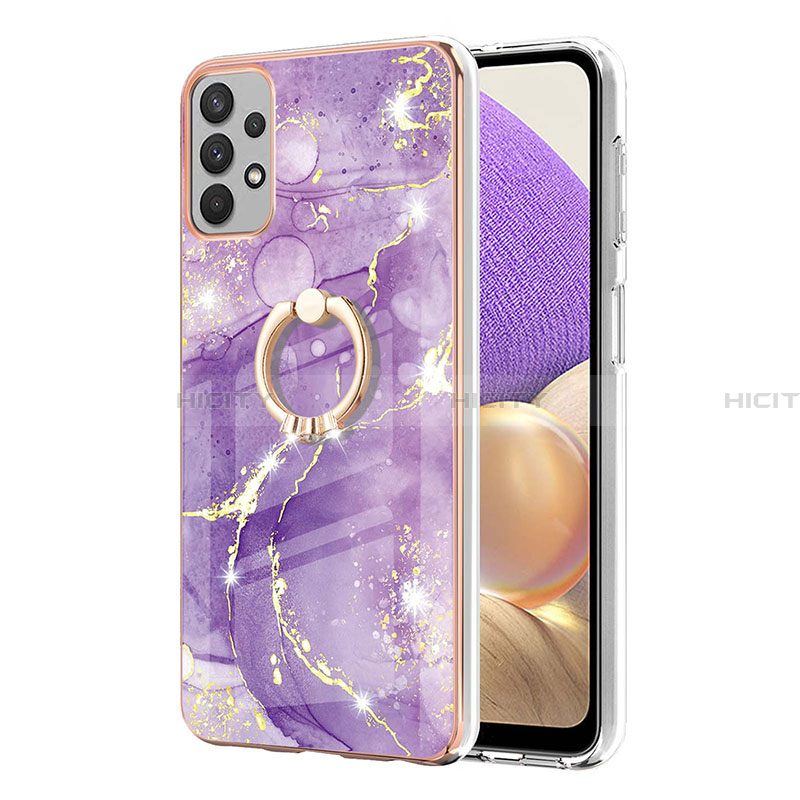 Coque Silicone Motif Fantaisie Souple Couleur Unie Etui Housse avec Support Bague Anneau Y05B pour Samsung Galaxy A23 4G Plus