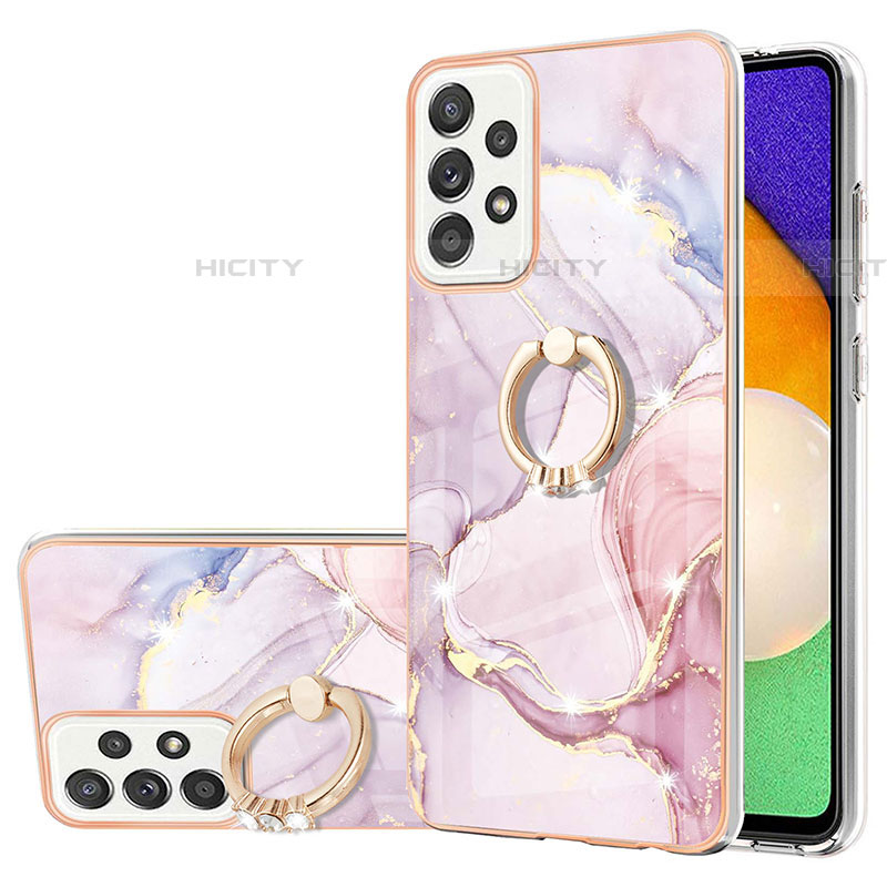 Coque Silicone Motif Fantaisie Souple Couleur Unie Etui Housse avec Support Bague Anneau Y05B pour Samsung Galaxy A52 4G Rose Plus