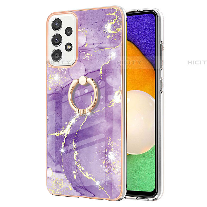 Coque Silicone Motif Fantaisie Souple Couleur Unie Etui Housse avec Support Bague Anneau Y05B pour Samsung Galaxy A52 5G Plus