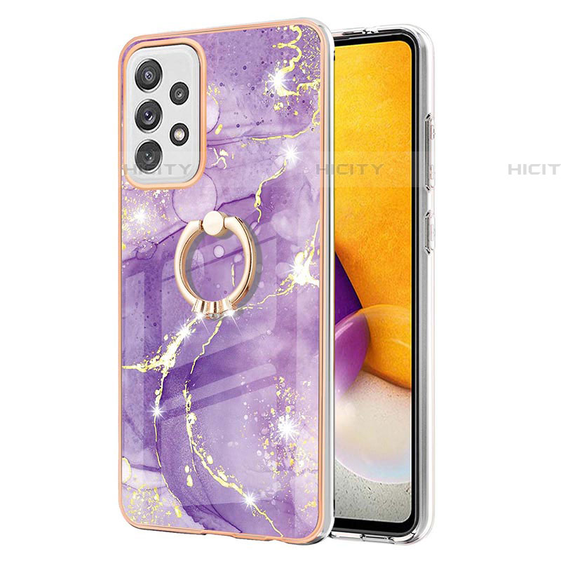 Coque Silicone Motif Fantaisie Souple Couleur Unie Etui Housse avec Support Bague Anneau Y05B pour Samsung Galaxy A72 4G Plus