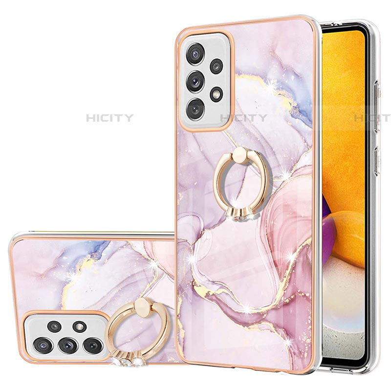 Coque Silicone Motif Fantaisie Souple Couleur Unie Etui Housse avec Support Bague Anneau Y05B pour Samsung Galaxy A72 4G Rose Plus