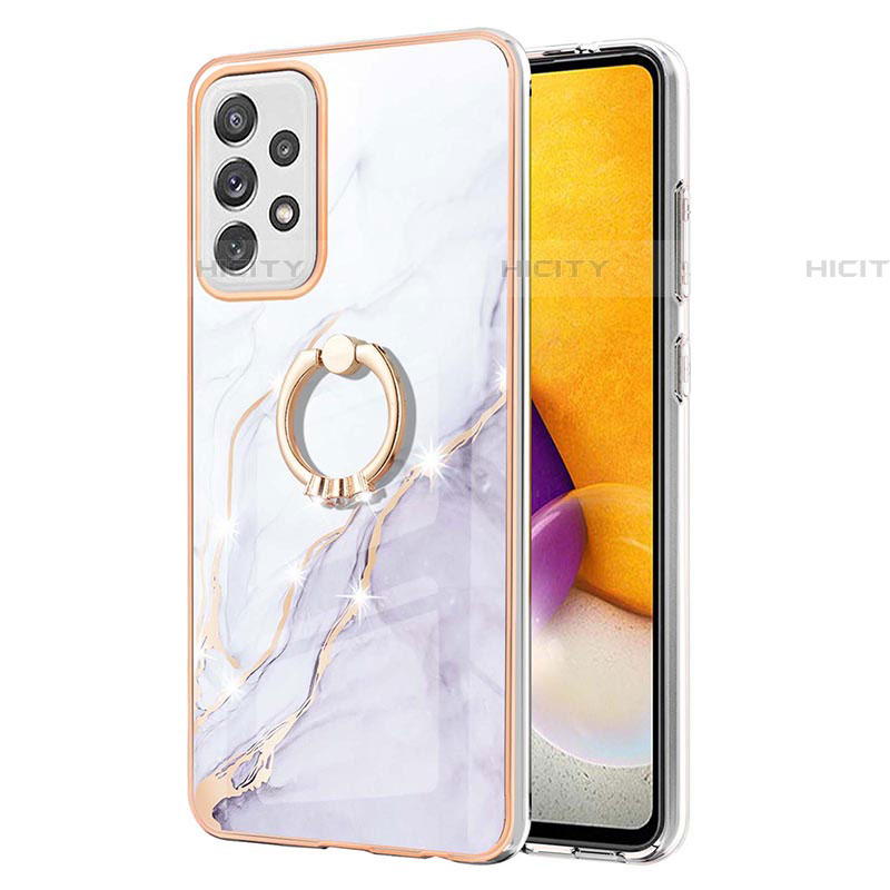 Coque Silicone Motif Fantaisie Souple Couleur Unie Etui Housse avec Support Bague Anneau Y05B pour Samsung Galaxy A72 5G Plus