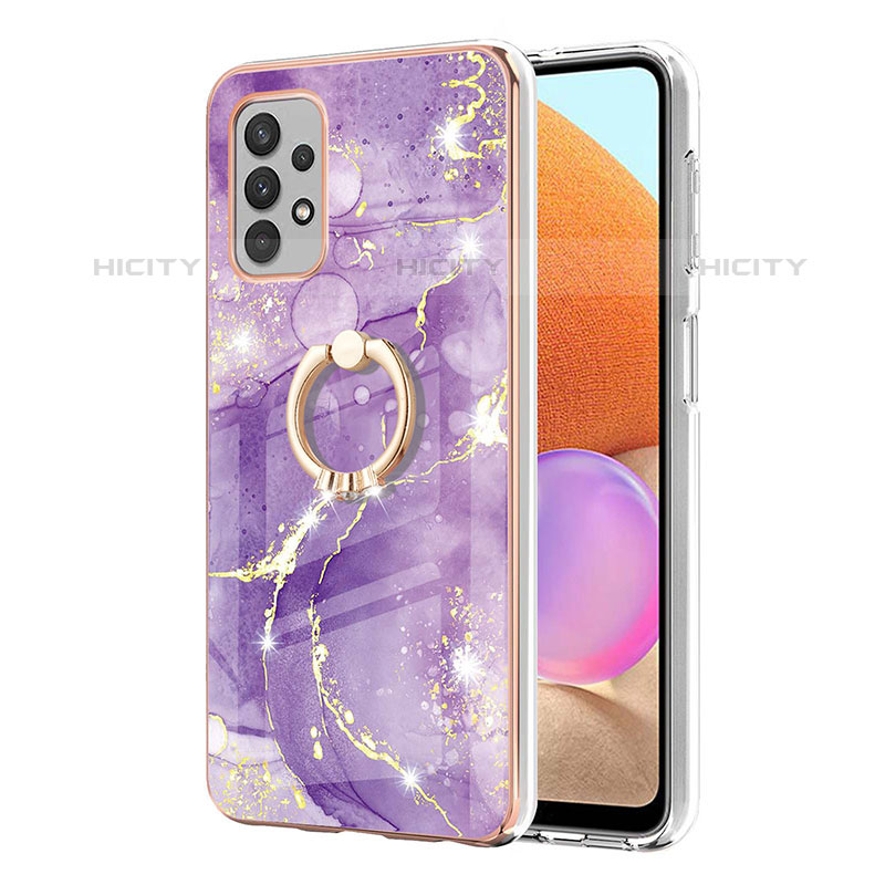 Coque Silicone Motif Fantaisie Souple Couleur Unie Etui Housse avec Support Bague Anneau Y05B pour Samsung Galaxy M32 5G Plus