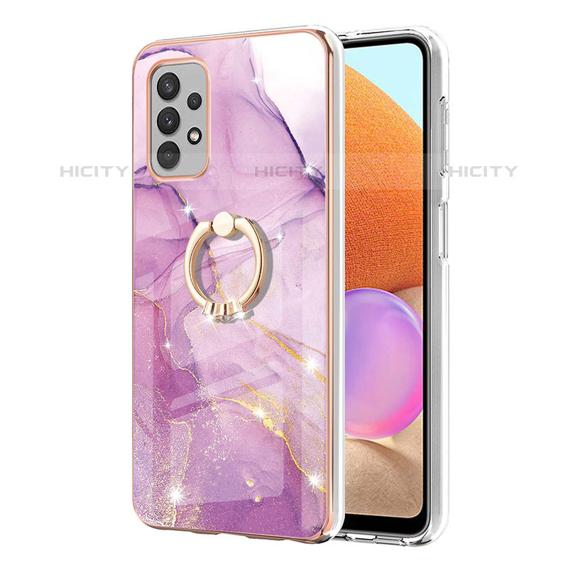 Coque Silicone Motif Fantaisie Souple Couleur Unie Etui Housse avec Support Bague Anneau Y05B pour Samsung Galaxy M32 5G Plus