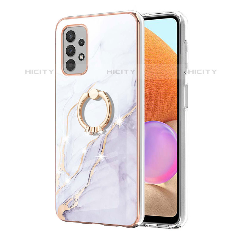 Coque Silicone Motif Fantaisie Souple Couleur Unie Etui Housse avec Support Bague Anneau Y05B pour Samsung Galaxy M32 5G Plus