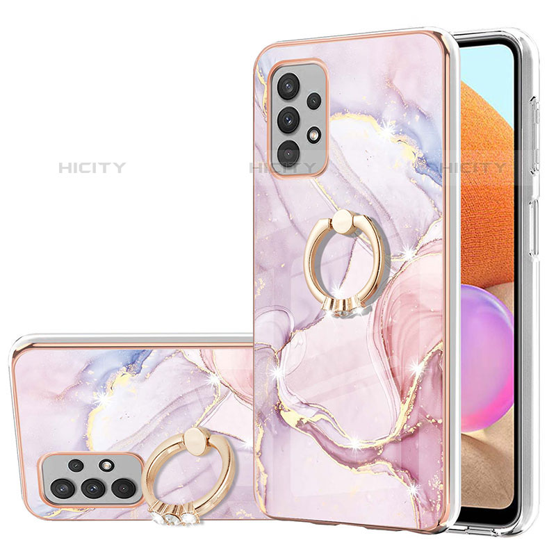 Coque Silicone Motif Fantaisie Souple Couleur Unie Etui Housse avec Support Bague Anneau Y05B pour Samsung Galaxy M32 5G Rose Plus