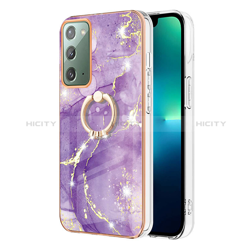 Coque Silicone Motif Fantaisie Souple Couleur Unie Etui Housse avec Support Bague Anneau Y05B pour Samsung Galaxy Note 20 5G Plus