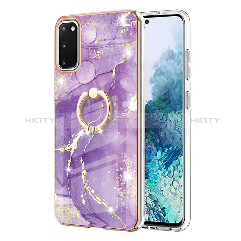 Coque Silicone Motif Fantaisie Souple Couleur Unie Etui Housse avec Support Bague Anneau Y05B pour Samsung Galaxy S20 5G Plus