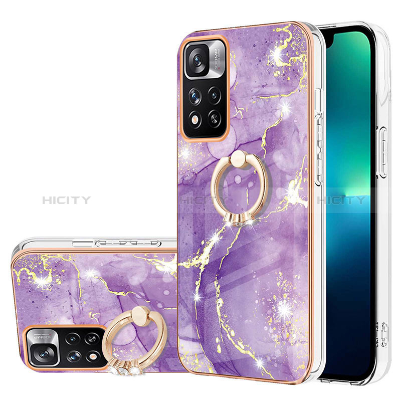 Coque Silicone Motif Fantaisie Souple Couleur Unie Etui Housse avec Support Bague Anneau Y05B pour Xiaomi Mi 11i 5G (2022) Violet Plus