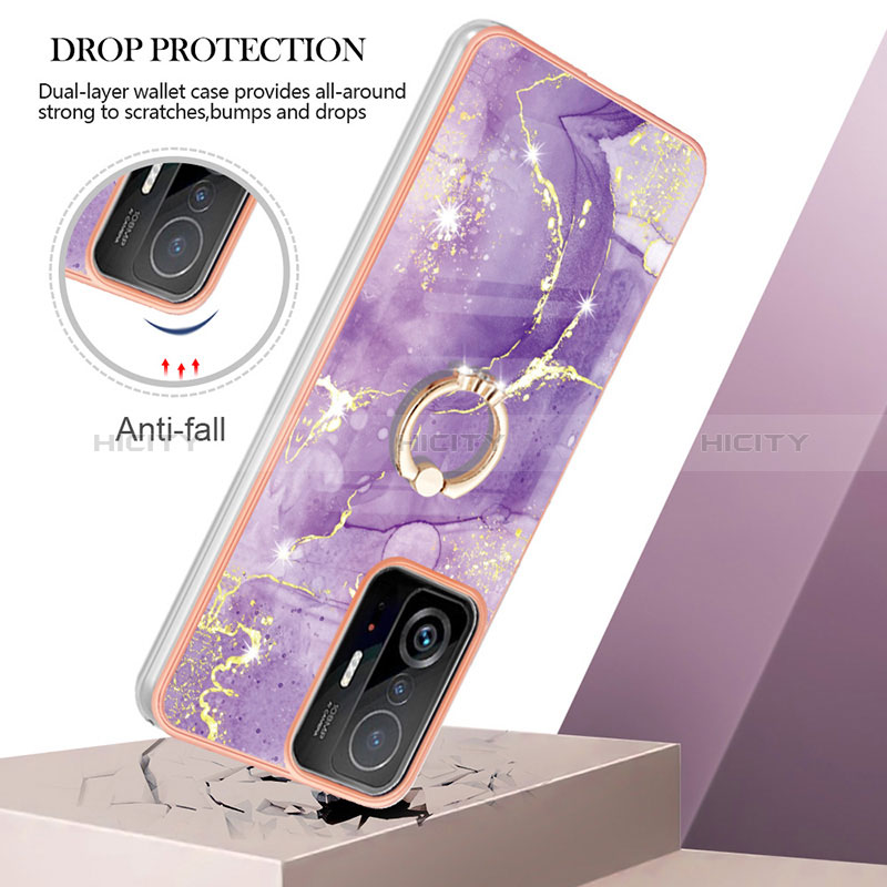 Coque Silicone Motif Fantaisie Souple Couleur Unie Etui Housse avec Support Bague Anneau Y05B pour Xiaomi Mi 11T Pro 5G Plus