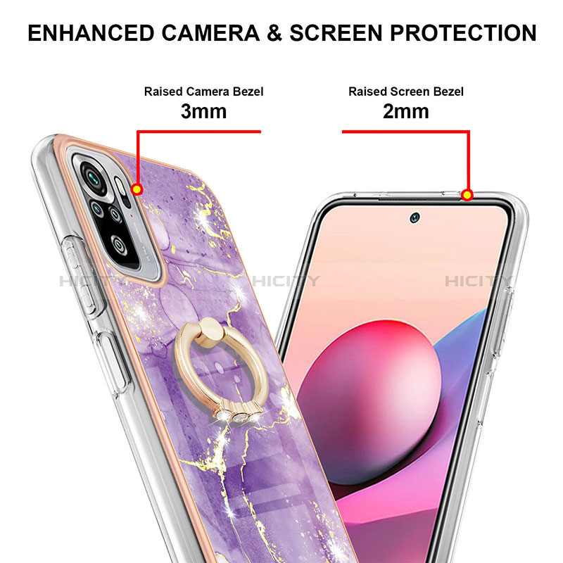 Coque Silicone Motif Fantaisie Souple Couleur Unie Etui Housse avec Support Bague Anneau Y05B pour Xiaomi Poco M5S Plus