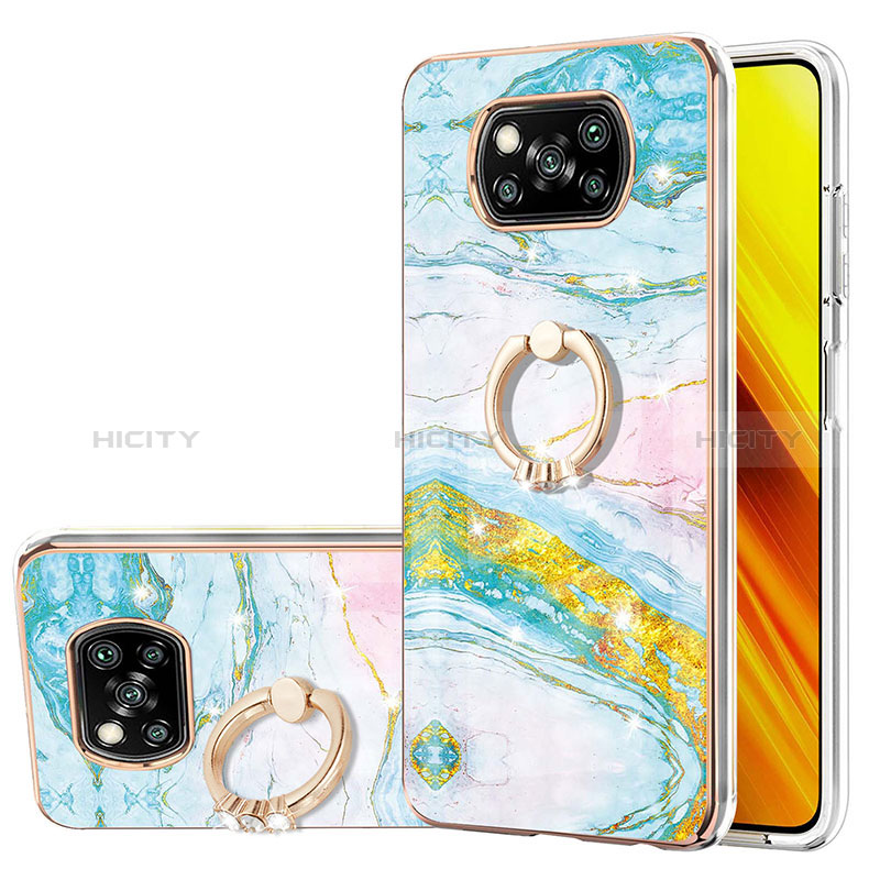 Coque Silicone Motif Fantaisie Souple Couleur Unie Etui Housse avec Support Bague Anneau Y05B pour Xiaomi Poco X3 Pro Colorful Plus