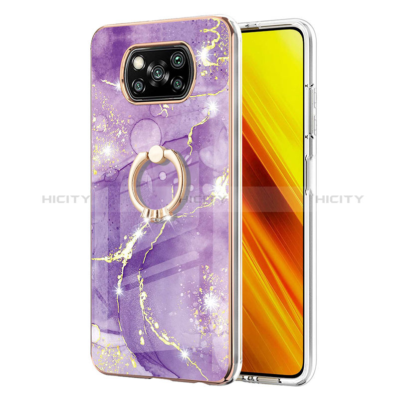 Coque Silicone Motif Fantaisie Souple Couleur Unie Etui Housse avec Support Bague Anneau Y05B pour Xiaomi Poco X3 Pro Plus