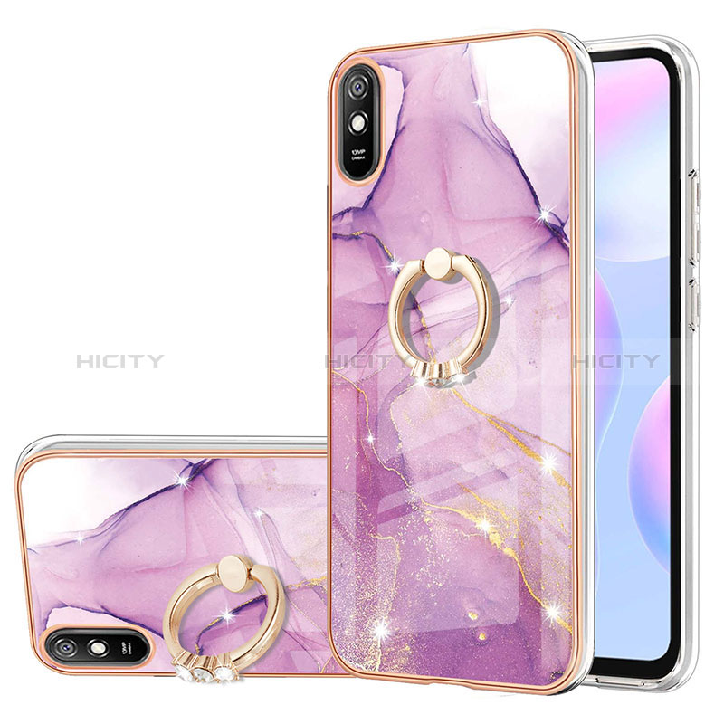 Coque Silicone Motif Fantaisie Souple Couleur Unie Etui Housse avec Support Bague Anneau Y05B pour Xiaomi Redmi 9AT Plus