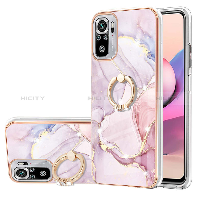 Coque Silicone Motif Fantaisie Souple Couleur Unie Etui Housse avec Support Bague Anneau Y05B pour Xiaomi Redmi Note 10 4G Plus