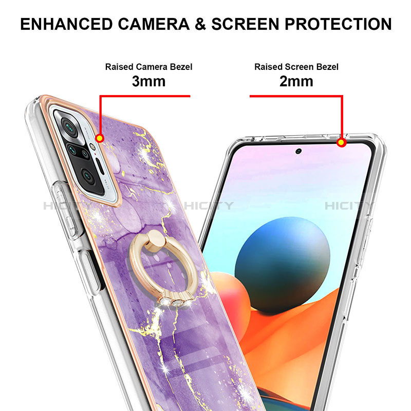 Coque Silicone Motif Fantaisie Souple Couleur Unie Etui Housse avec Support Bague Anneau Y05B pour Xiaomi Redmi Note 10 Pro 4G Plus